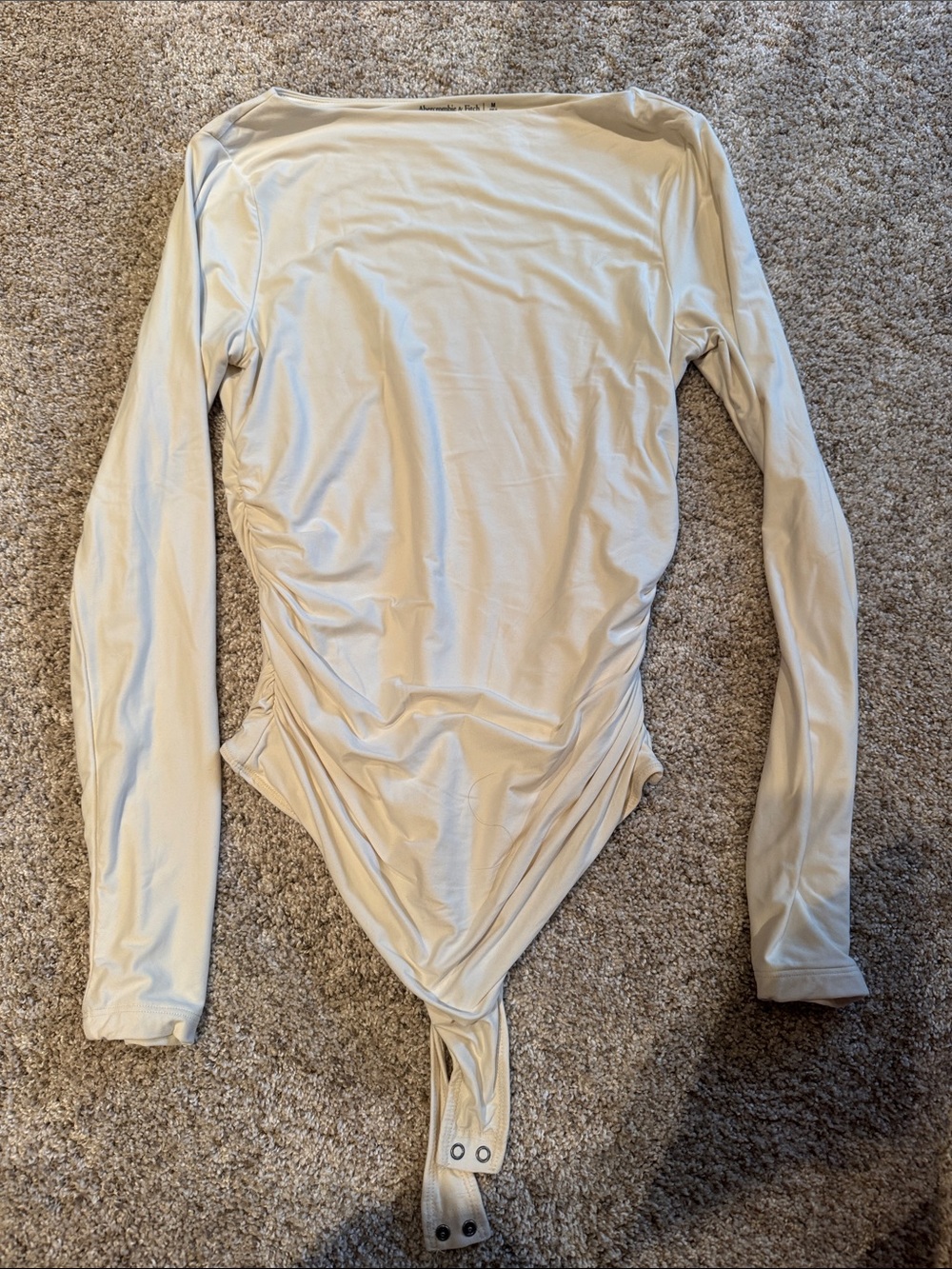 Abercrombie & Fitch Cream Boat-Neck Long Sleeve Bodysuit